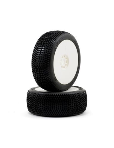 AKA Impact 1/8 Buggy Pre-Mounted Tires (2) (White) (Soft - Long Wear)