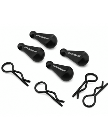 UpGrade RC 1/10 Body Clips w/Aluminum Pull Handles (Black) (4)